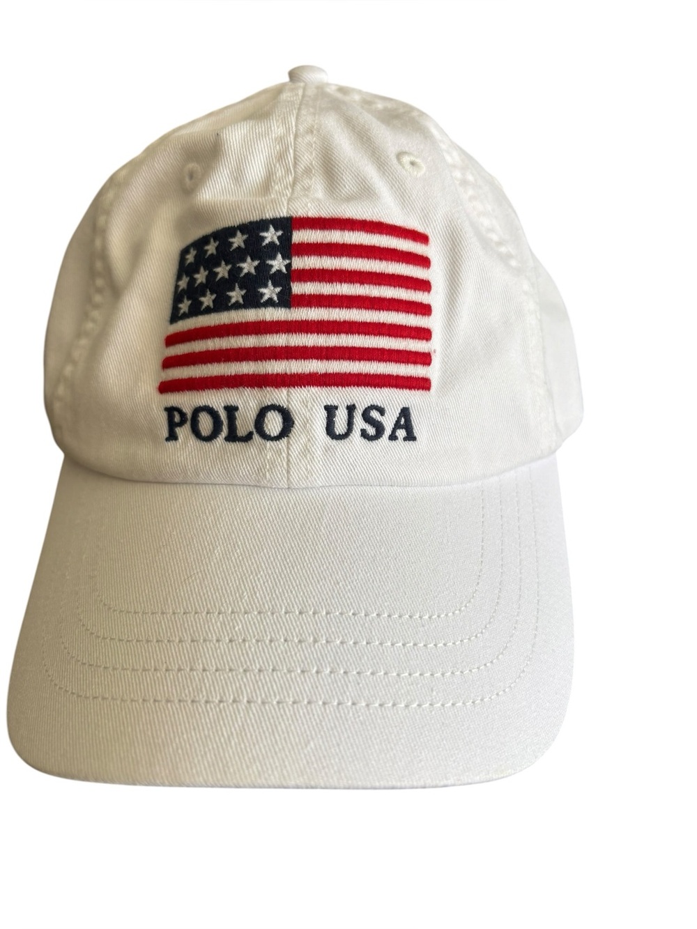 Polo Ralph Lauren Men’s White Baseball Cap Embroidered American Flag POlO USA OS